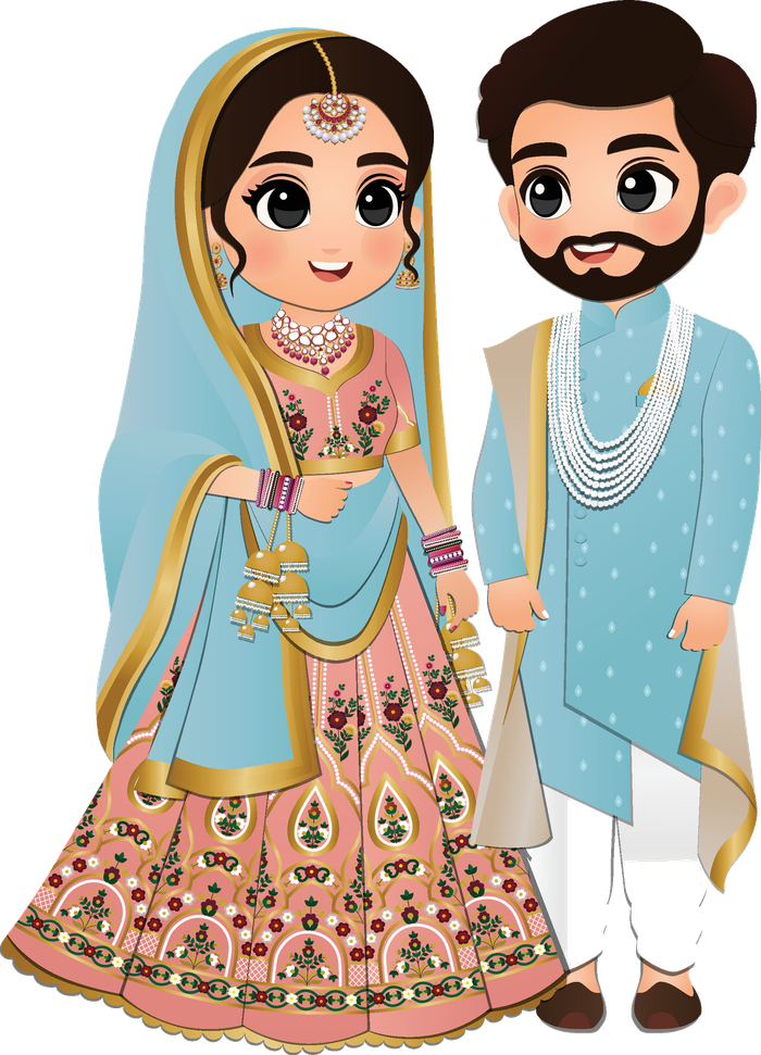 Indian bride and groom exchanging garlands